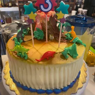 Dino themed birthday cake