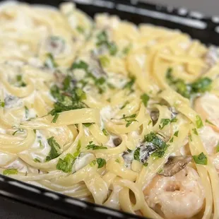 Shrimp and Mushroom Fettuccine