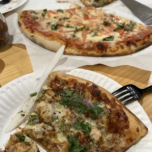 Half Margherita half Bbq Chicken Pizza