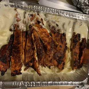 Fettuccine Alfredo with grilled chicken