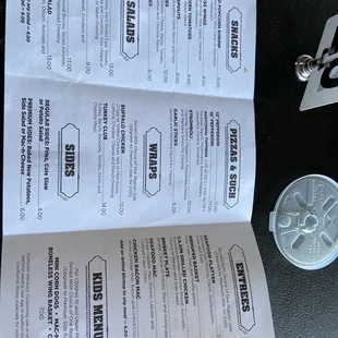 Menu as of July 2020