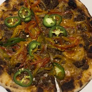 a close up of a pizza