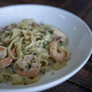 Our house made fettuccine with fresh pesto