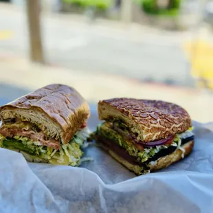 two halves of a sandwich