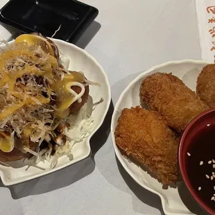 two plates of food on a table