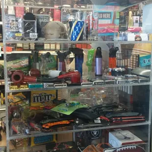 a display of various items