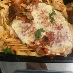 Chicken Parmesan on Fettucine