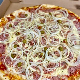 Calabresa pizza order online today! 
http://www.marinarapizzatx.com