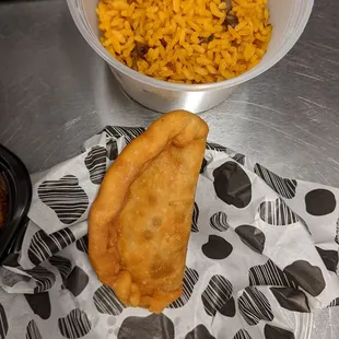 Impossible empanada + Arroz Con Gandules