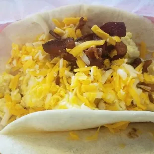 Bacon, egg and cheese tacos.