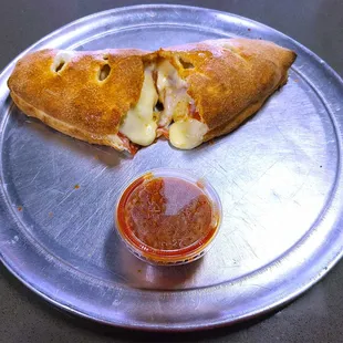 Pepperoni Stromboli with marinara sauce