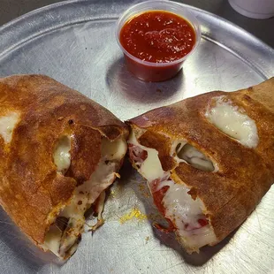 Pepperoni and Sausage Stromboli... crust was slightly overdone... slight burned taste.