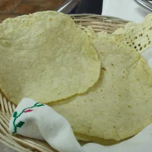 Handmade corn tortillas made from fresh masa