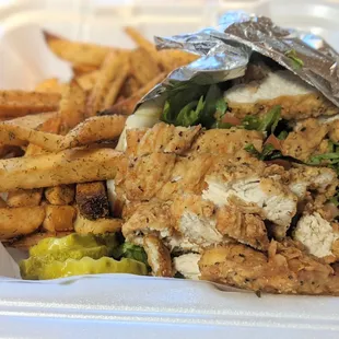 Crispy Chicken Pita with Dill Fries