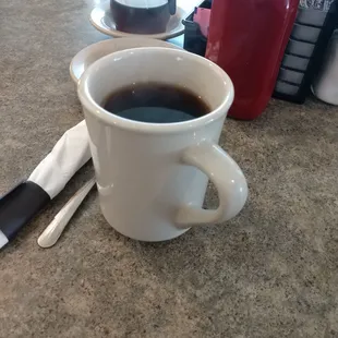 a cup of coffee on a table