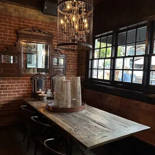 Just inside as you walk in