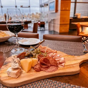 a plate of meat and cheese