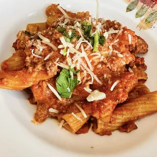 Penne with bolognese sauce