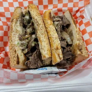 Philly cheese steak sandwich