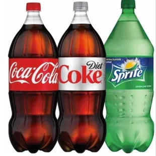 Serving Coke products, 2 liters or 17 oz. available