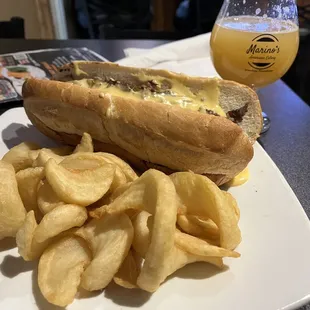 Cheesesteak and cold beer