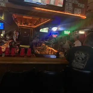 a bar with a television