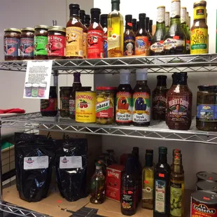 a variety of condiments and condiments