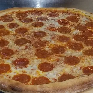 a large pepperoni pizza