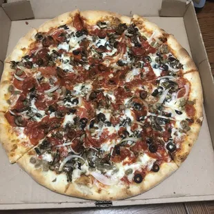 Beautiful and Delicious Supreme Pizza. Look at all the toppings!!