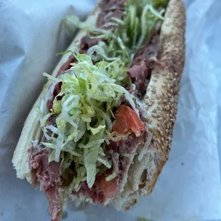 Rare Roast Beef Hoagie (partially consumed as I drove)