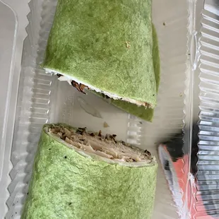Turkey and cheese spinach wrap