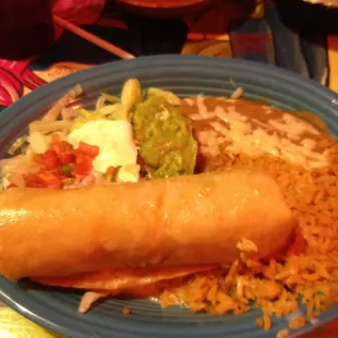 Shrimp chimichanga had good flavor only downfall was shrimp not deveined