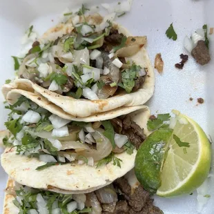 Steak Tacos w/ grilled onions