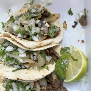 Steak Tacos w/ grilled onions