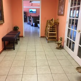 the entrance to the restaurant