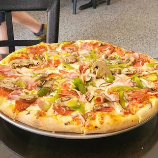 a pizza on a pan