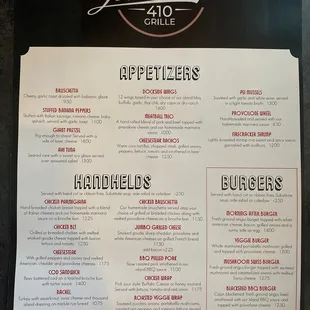 Menu side 1
