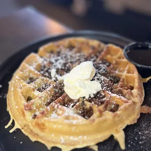 Bacon, chocolate waffle