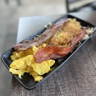 Kids meal eggs ,hash browns and bacon