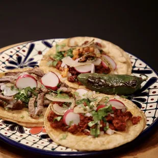 three tacos on a plate