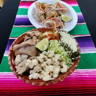 Pozole(Homeny pork soup)!