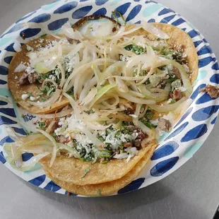Asada Tacos with grilled onions on top!