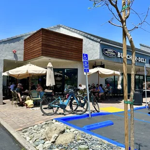 We parked our eBikes out the front within view of our table on the outdoor patio.
