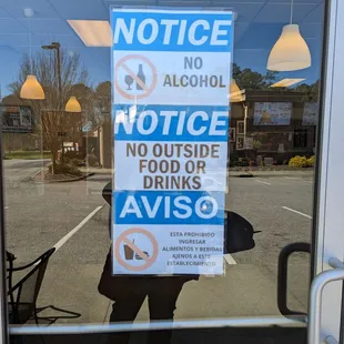 a sign in the window