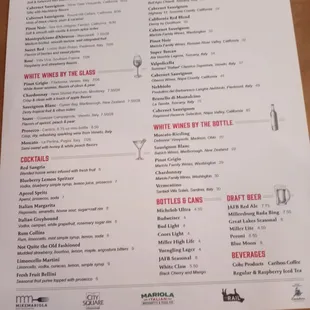 Drink menu