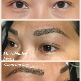 Microbladed brows immediately after