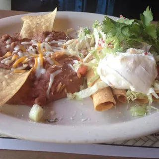 Four Super Rolled Tacos Plate