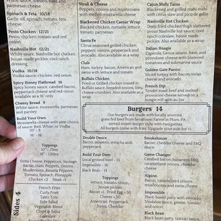 Back of menu