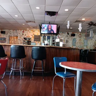 a view of the dining area