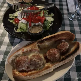 Meat Ball Subs and Mediterranean Salad